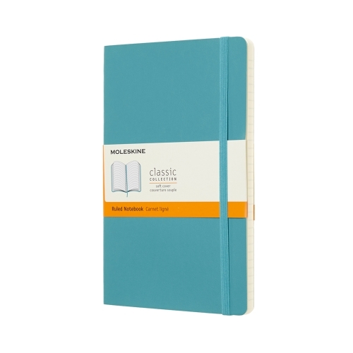 Large Notebook Reef Blue Softcover Gelinieerd | Moleskine-0