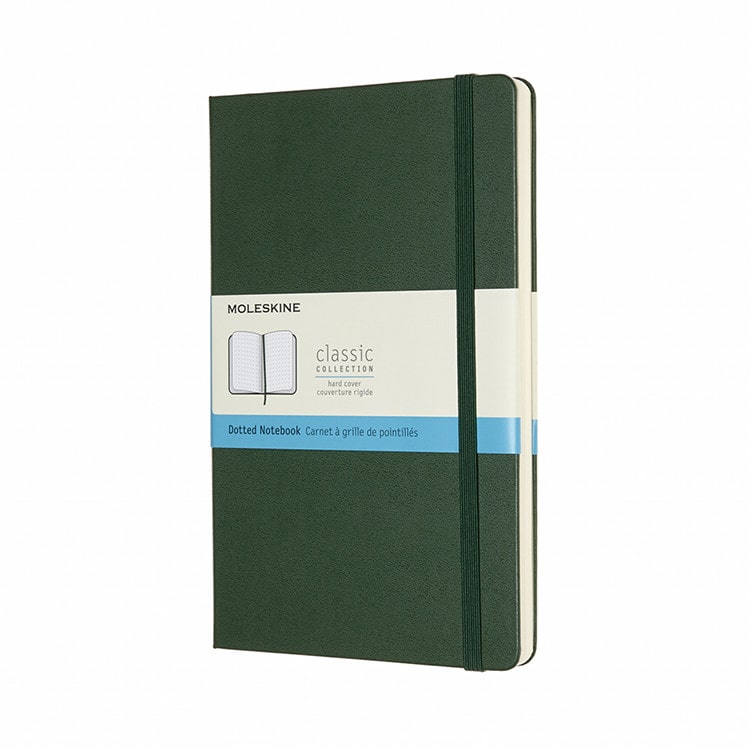Voorkant van Moleskine Myrtle Green large notitieboekje